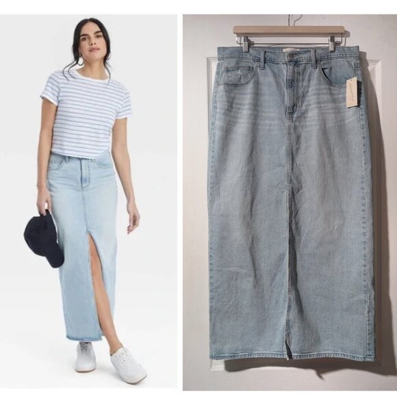 Universal Thread | Women's Denim Maxi Skirt In Light Blue Wash - Picture 1 of 11